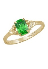 adorable small gold rectangle shaped May baby birthstone ring 